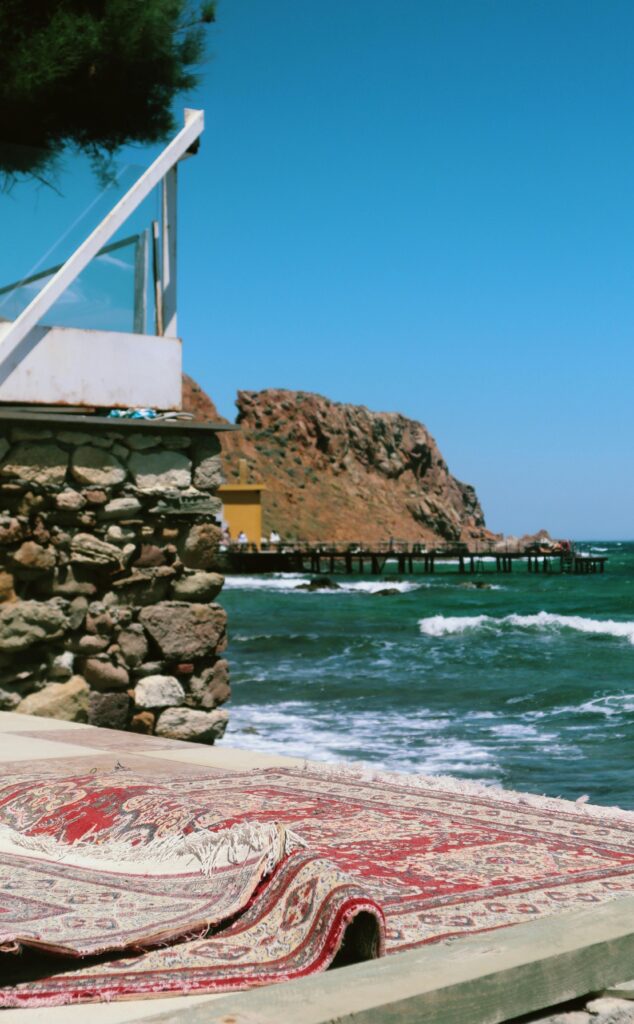 outdoor rug on a concrete patio